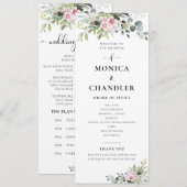 Programme de mariage vert rose (Devant / Derrière)