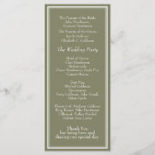 Programme de mariage vert Sage moderne (Dos)