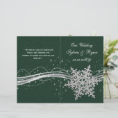 programme de mariage vert Silver Snowflakes plié (Debout devant)