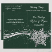 programme de mariage vert Silver Snowflakes plié (Devant / Derrière)