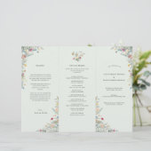 Programme de mariage vert simple Monnaie Fleur sau (Debout devant)