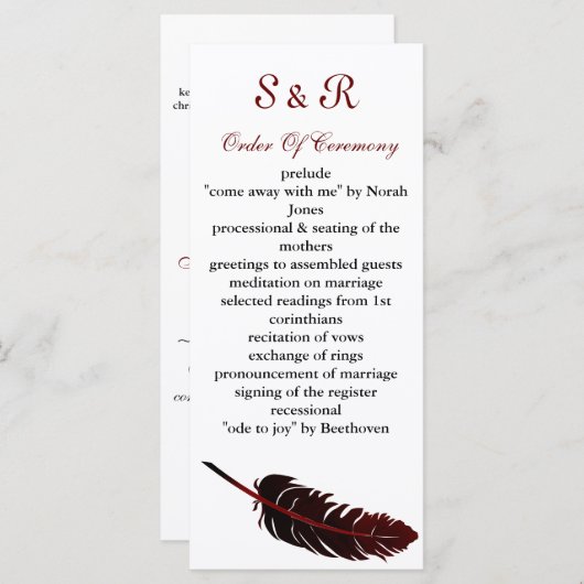 programme de mariage vintage (Devant / Derrière)