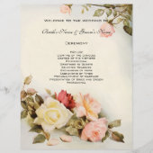 Programme de mariage vintage antique fleur de jard (Devant)
