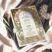 Programme de mariage vintage aux pivoines dorées