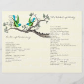 Programme de mariage vintage Birds bleu et vert (Dos)