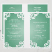 Programme de mariage Vintage dentelle Mint vert (Devant / Derrière)