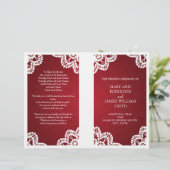 Programme de mariage Vintage dentelle rouge (Debout devant)