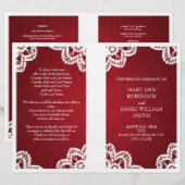 Programme de mariage Vintage dentelle rouge (Devant / Derrière)