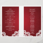 Programme de mariage Vintage dentelle rouge (Dos)