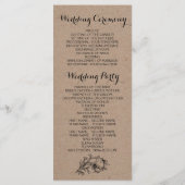 Programme de mariage vintage en carton Kraft (Dos)