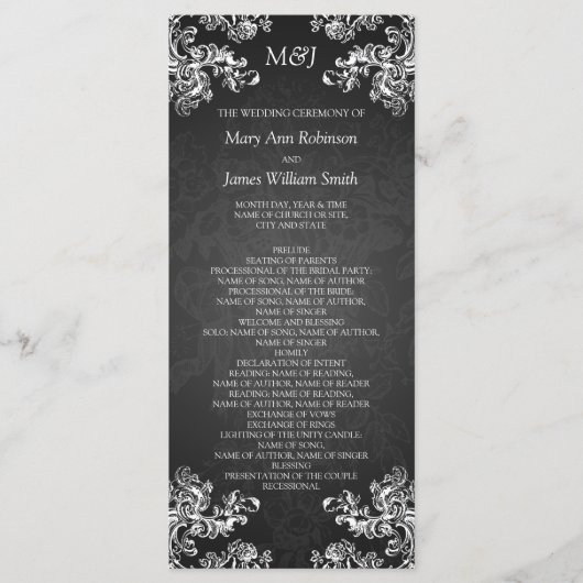 Programme de mariage Vintage Fils 2 Noir (Devant)