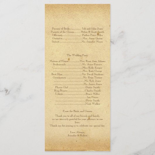 Programme de mariage vintage Hydrangea (Dos)