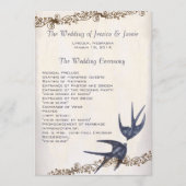 Programme de mariage vintage Love Bird Navy (Devant)