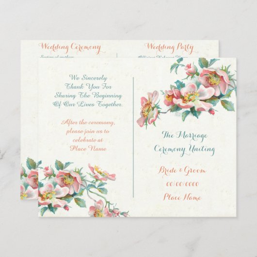 programme de mariage vintage mignon (Devant / Derrière)