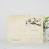 Programme de mariage vintage oiseaux fuchsia et gr (Debout devant)