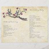 Programme de mariage vintage oiseaux fuchsia et gr (Dos)