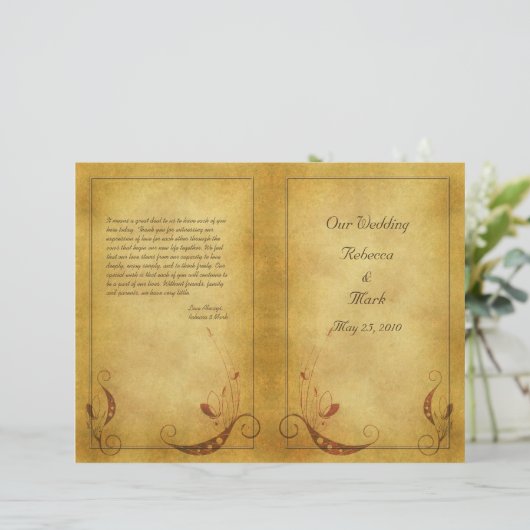 Programme de mariage vintage personnalisable (Debout devant)