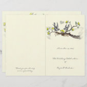 Programme de mariage vintage pour les oiseaux jaun (Devant / Derrière)