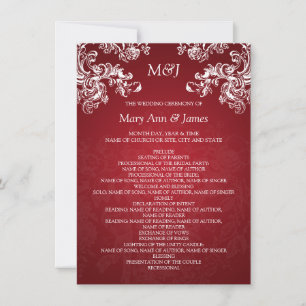 Programme de mariage Vintage Swirls 2 Rouge