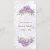 Programme de mariage vintage violet rose (Devant / Derrière)