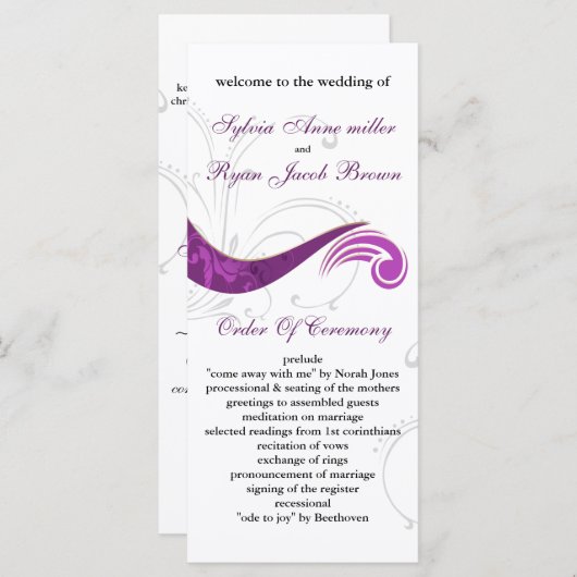 programme de mariage violet (Devant / Derrière)