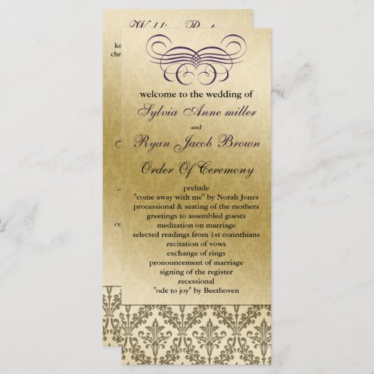 programme de mariage violet (Devant / Derrière)