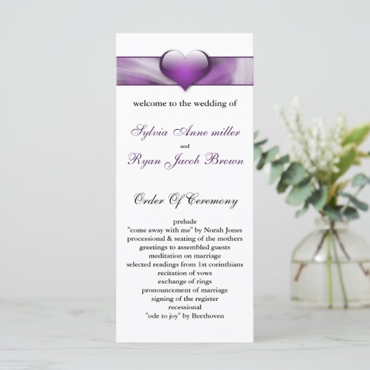 programme de mariage violet (Debout devant)