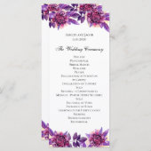 Programme de mariage violet. Cérémonie des fleurs (Devant / Derrière)