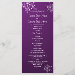 Programme de mariage violet de flocon de neige d'h