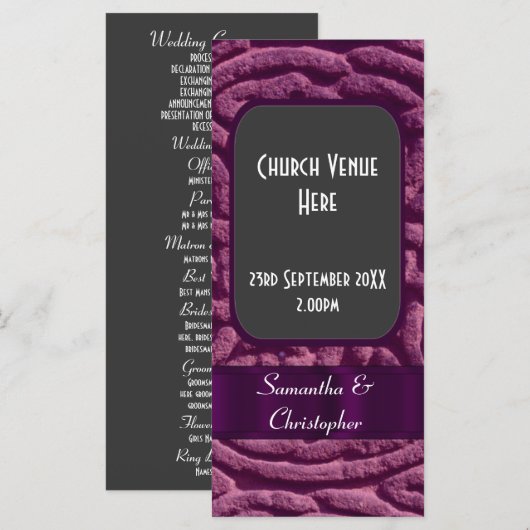 Programme de mariage violet de noeud céleste (Devant / Derrière)