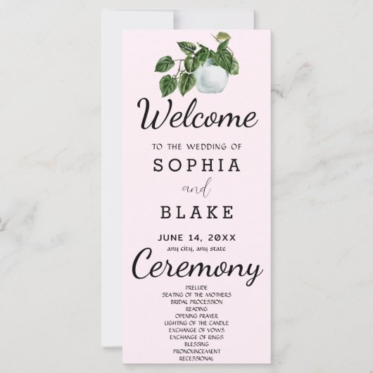 Programme de mariage violet feuilles de plantes de (Devant)