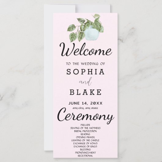 Programme de mariage violet feuilles de plantes de (Devant)