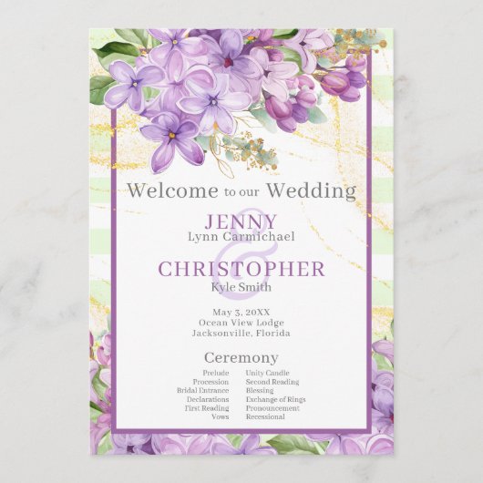 Programme de mariage violet Lilac (Devant)