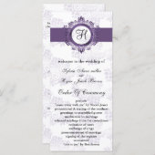Programme de mariage violet monogramme (Devant / Derrière)