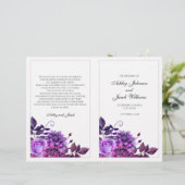 Programme de mariage violet plié. Cérémonie à l'ég (Debout devant)