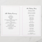 Programme de mariage violet plié. Cérémonie de l'é (Dos)