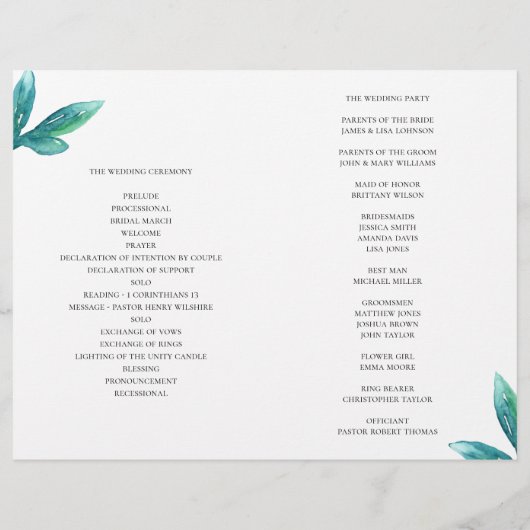 Programme de mariage violet plié. Fleurs Lilac (Dos)