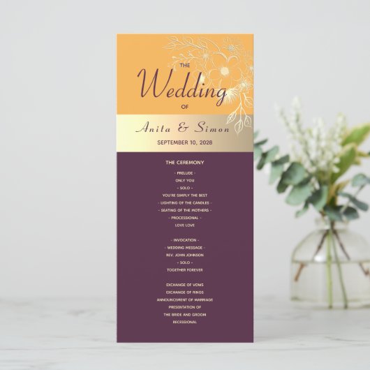 Programme de mariage violet prune (Debout devant)