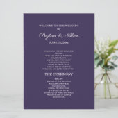 Programme de mariage violet prune recto-verso (Debout devant)
