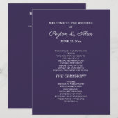 Programme de mariage violet prune recto-verso (Devant / Derrière)