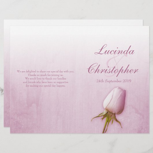 Programme de mariage violet rose bud lilac (Devant / Derrière)