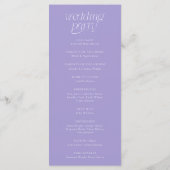Programme de mariage Violet Typographie Moderne (Dos)