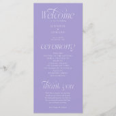 Programme de mariage Violet Typographie Moderne (Devant)