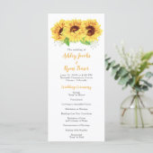 Programme de mariage Yellow Sunflower Aquarelle Fl (Debout devant)