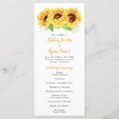 Programme de mariage Yellow Sunflower Aquarelle Fl (Devant)