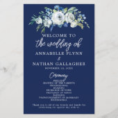 Programme de mariages d'hiver moderne Floral bleu  (Devant)