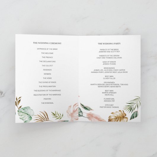 Programme de Mariages Feuille tropicaux (Intérieur)