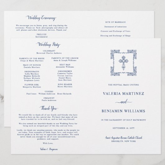 Programme de masse des Mariages catholiques de la (Devant / Derrière)