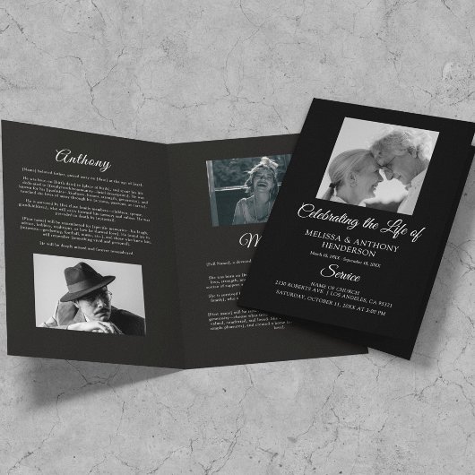 Programme de mémorial de photo en noir et blanc à