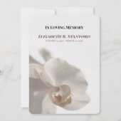 Programme de mémorial d'orchidée blanche minimalis (Devant)